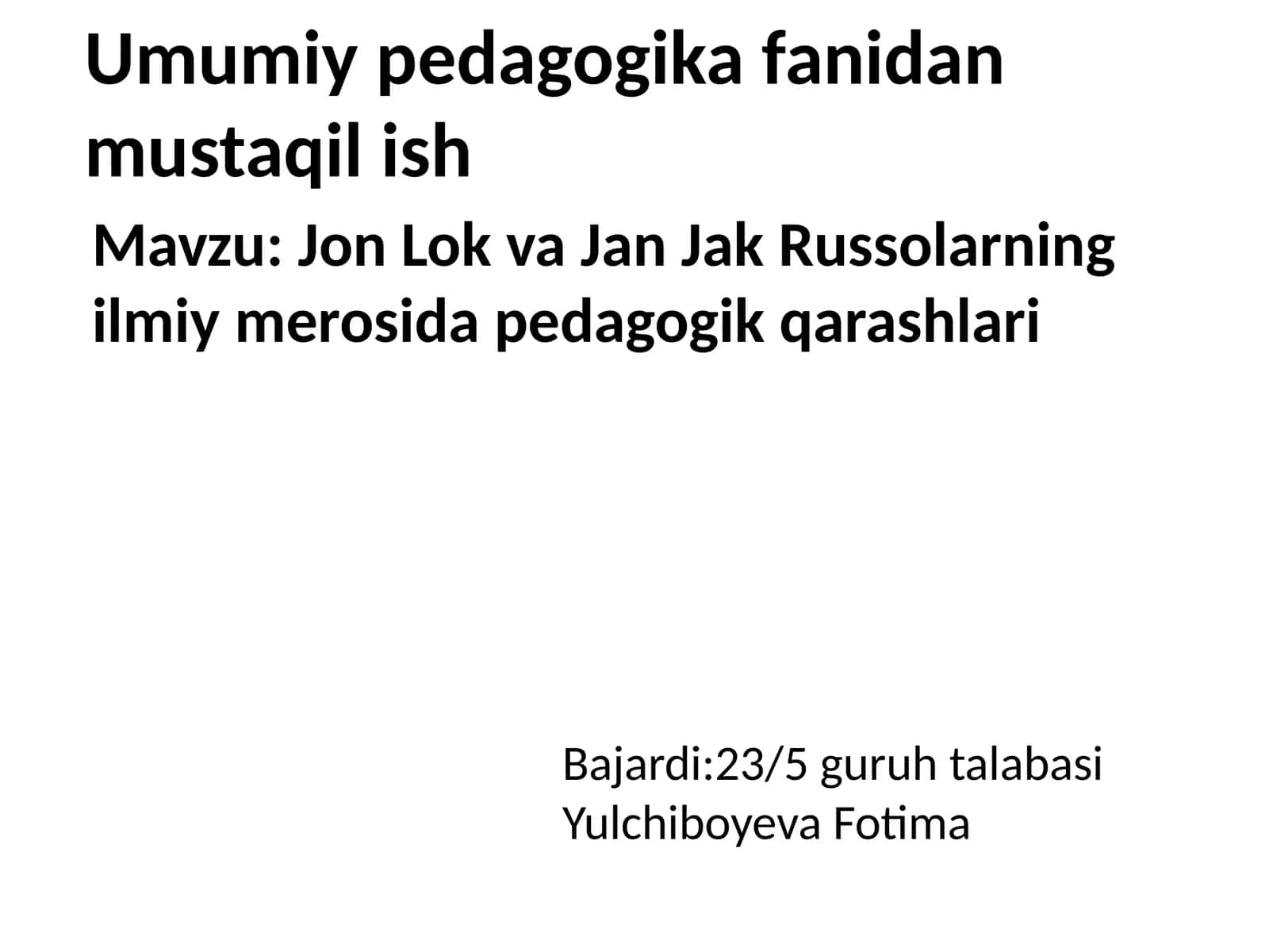 Jon Lokva Jan Jak Russolarning Ilmiy Merosi da Pedagogik Qarashlari 1