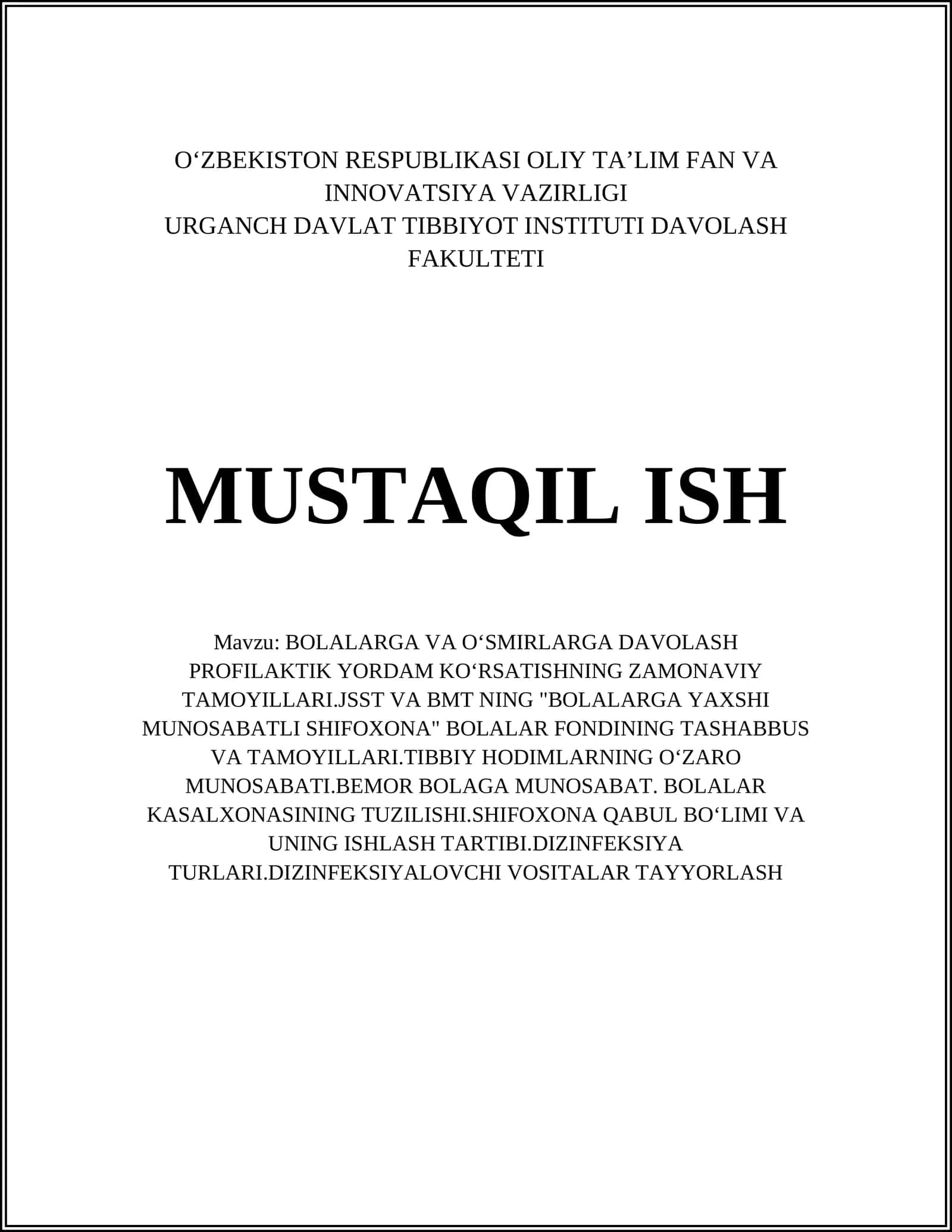 BOLALARGA VA OʻSMIRLARGA DAVOLASH PROFILAKTIK YORDAM 1