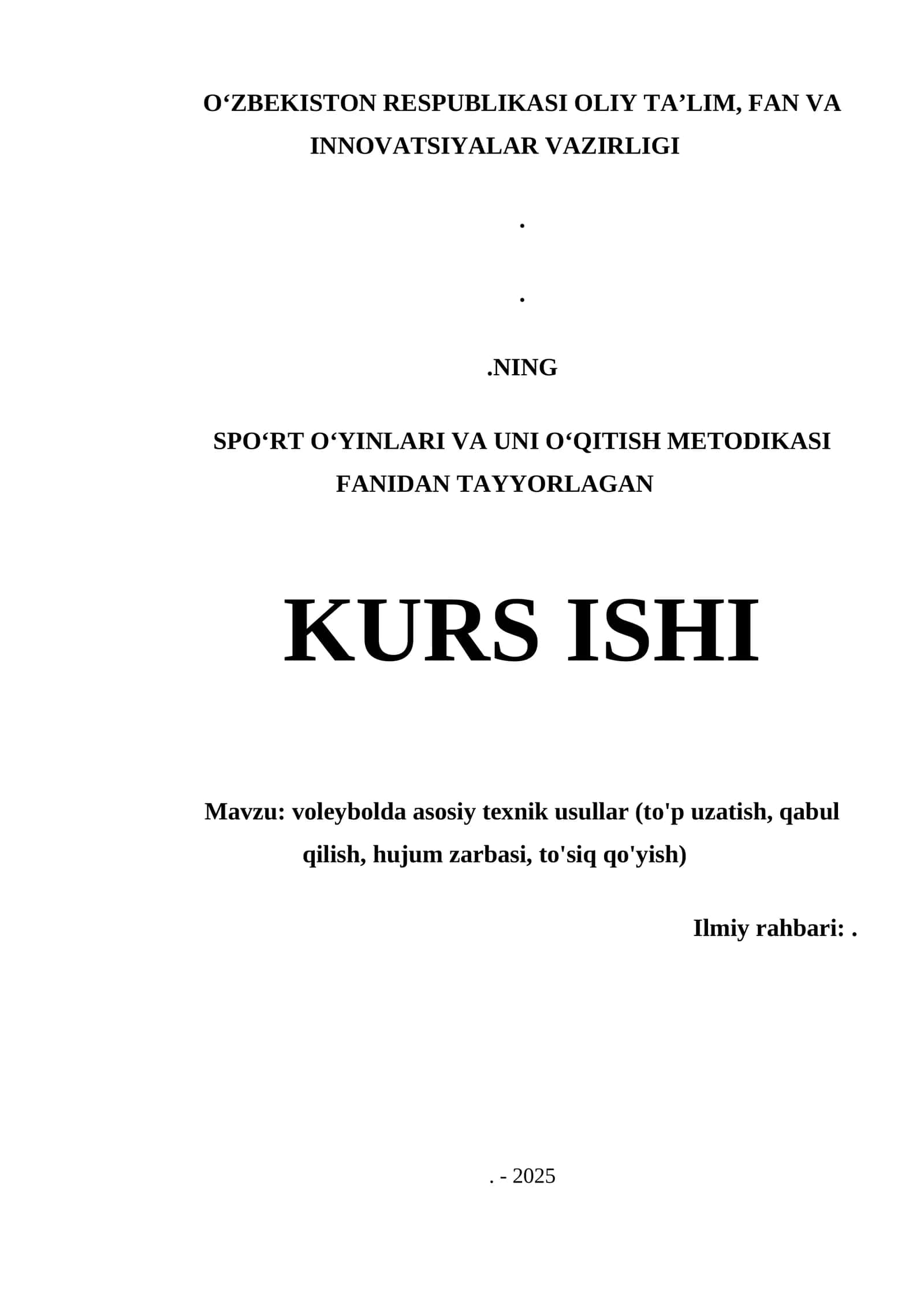 VOLEYBOLDA ASOSIY TEXNIK USULLAR (TO'P UZATISH, QABUL QILISH, HUJUM ZARBASI, TO'SIQ QO'YISH) 1