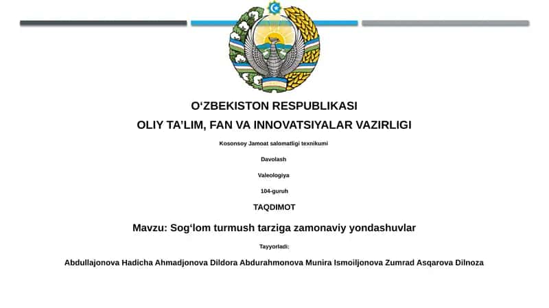Sogʻlom turmush tarziga zamonaviy yondashuvlar 1