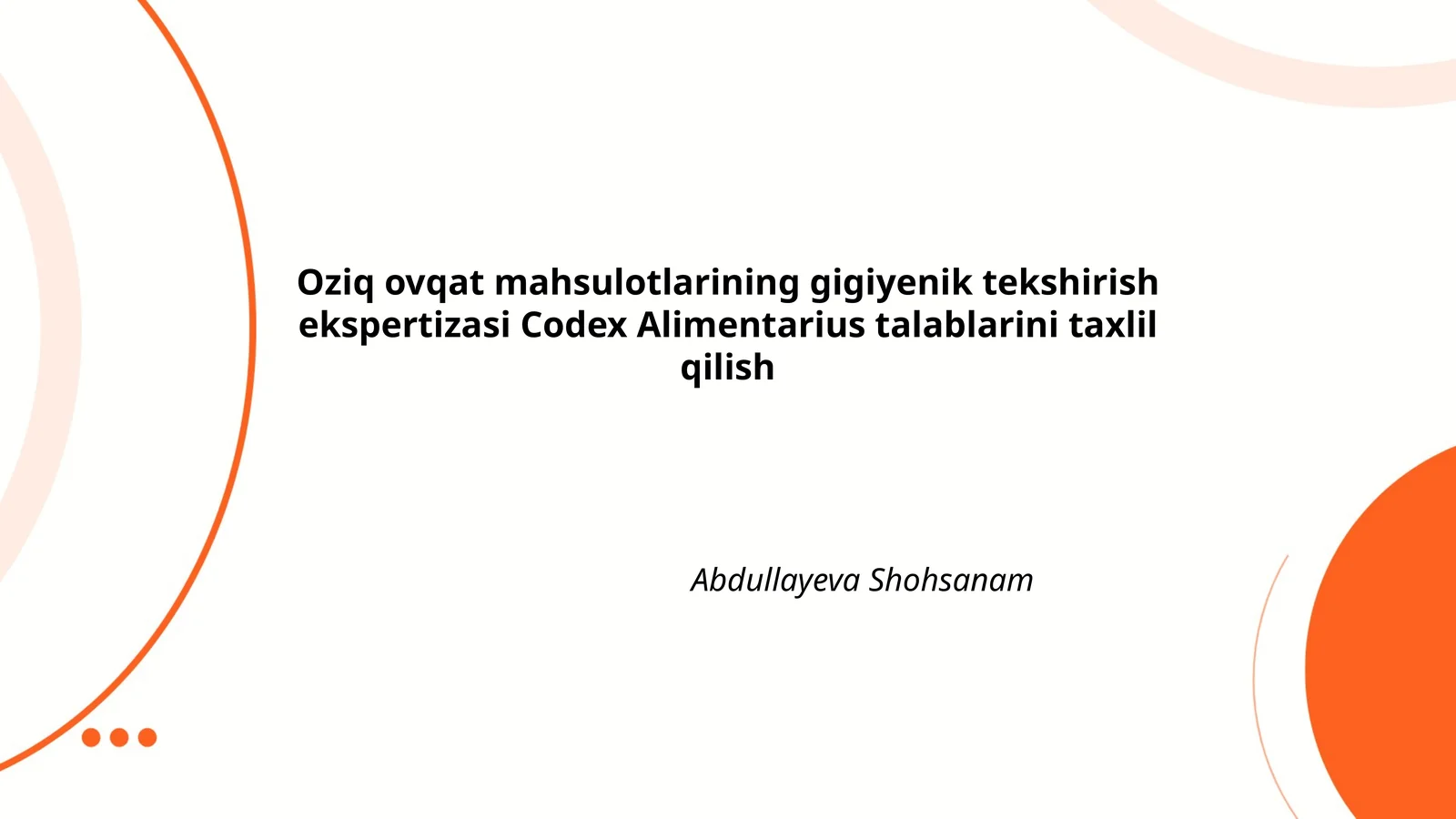 Oziq ovqat mahsulotlarining gigiyenik tekshirish ekspertizasi 1