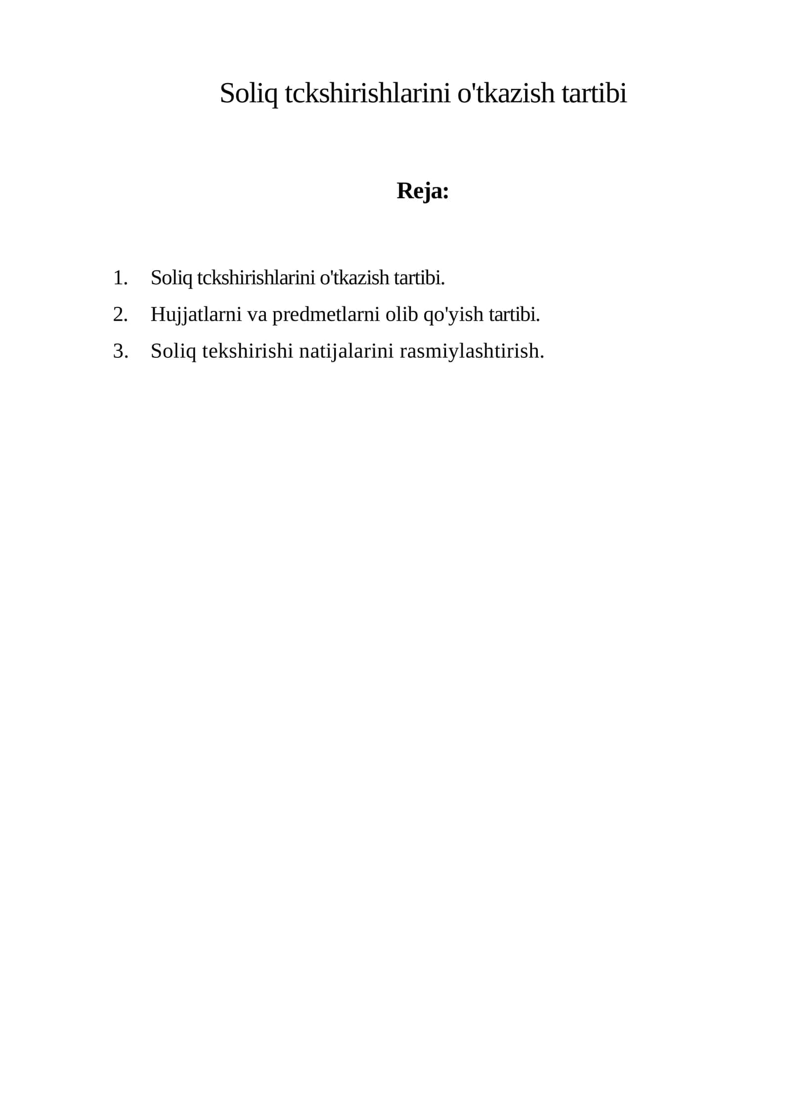 Soliq tckshirishlarini o'tkazish tartibi 1