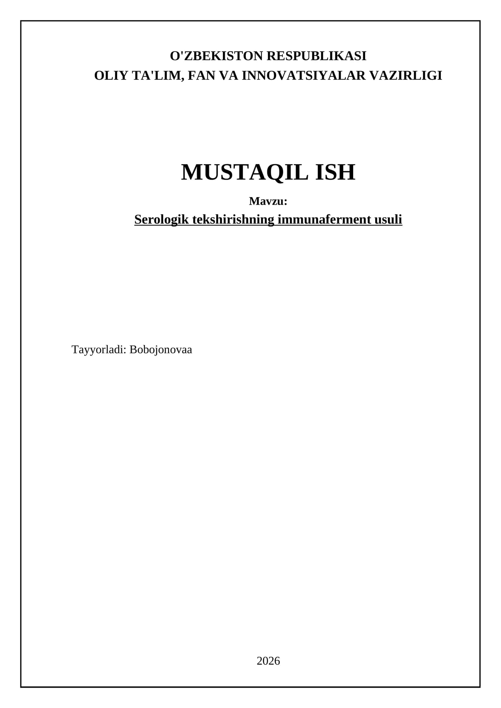 Serologik tekshirishning immunaferment usuli 1