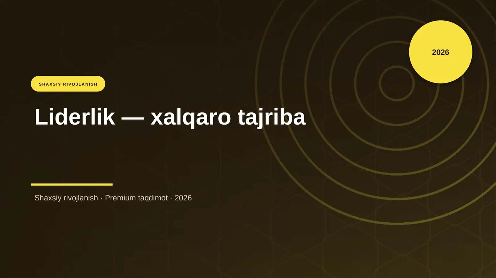 Liderlik — xalqaro tajriba 1