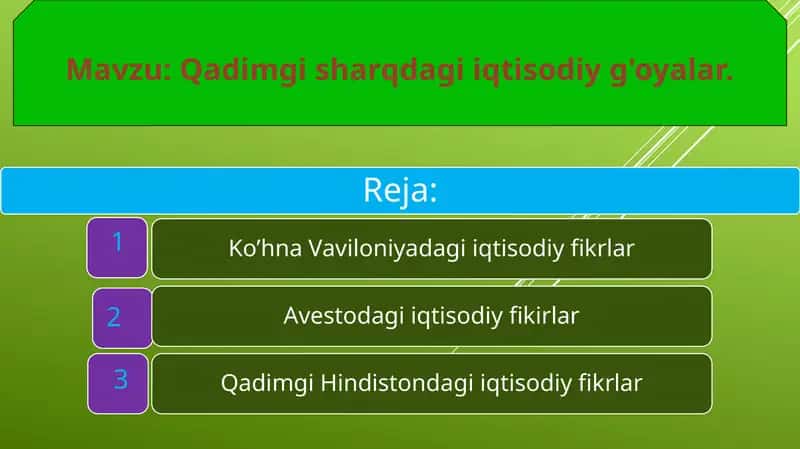 Qadimgi sharqdagi iqtisodiy g'oyalar 1