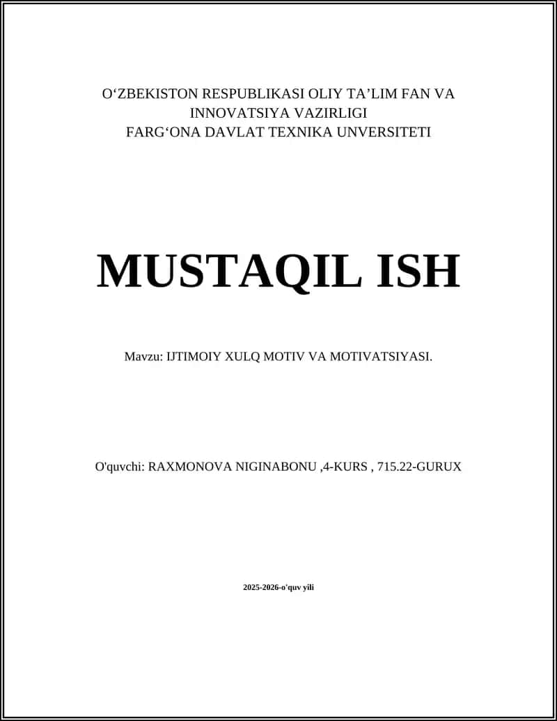 IJTIMOIY XULQ MOTIV VA MOTIVATSIYASI 1