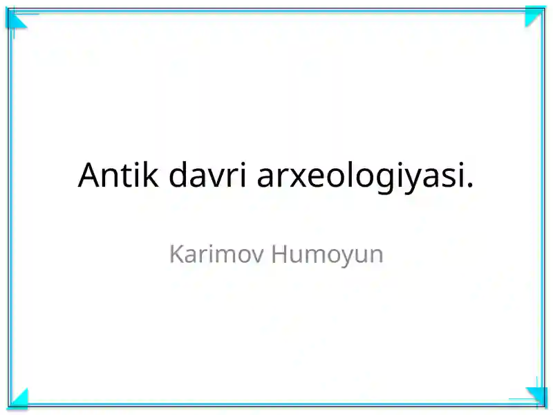 Antik davri arxeologiyasi