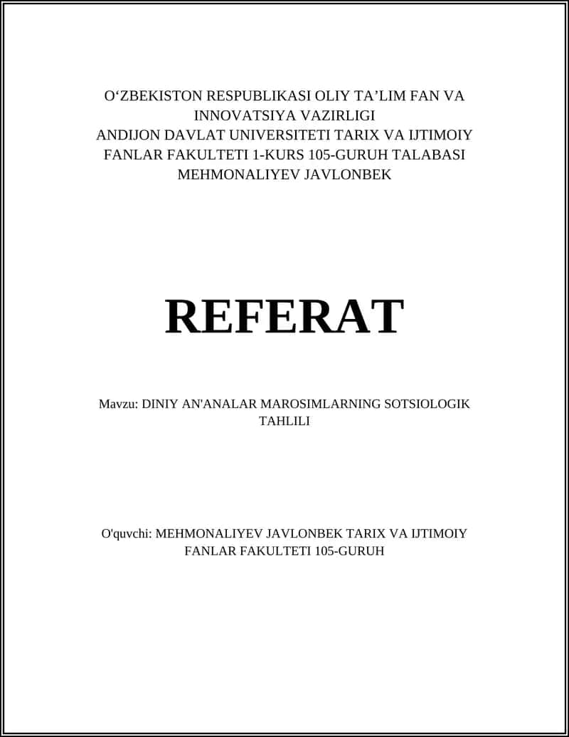DINIY AN'ANALAR MAROSIMLARNING SOTSIOLOGIK TAHLILI 1
