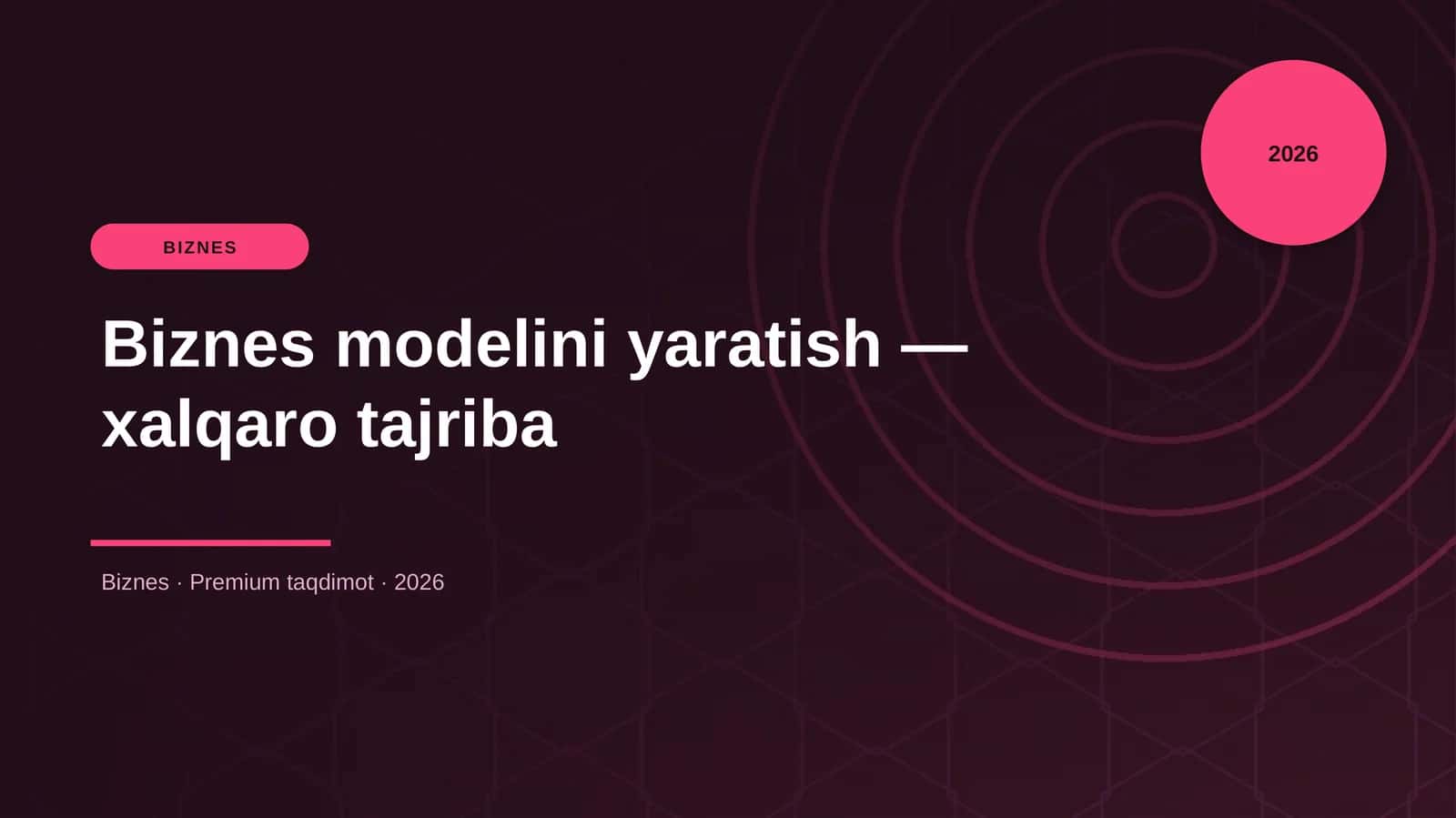 Biznes modelini yaratish — xalqaro tajriba 1