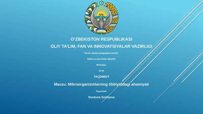 Mikroorganizmlarning tibbiyotdagi ahamiyati 1