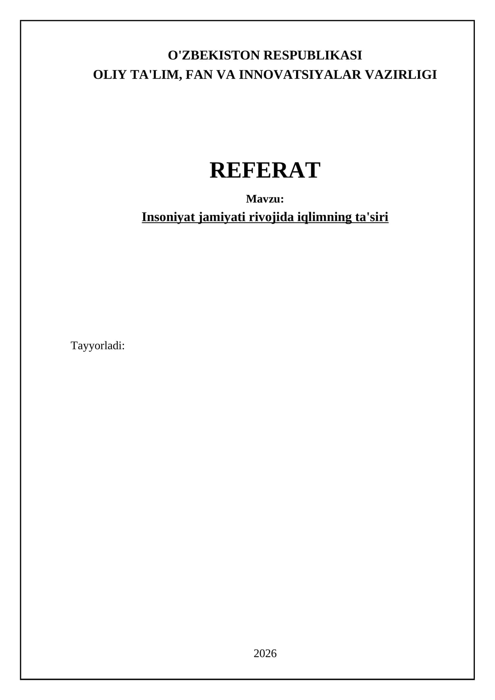 Insoniyat jamiyati rivojida iqlimning ta'siri 1