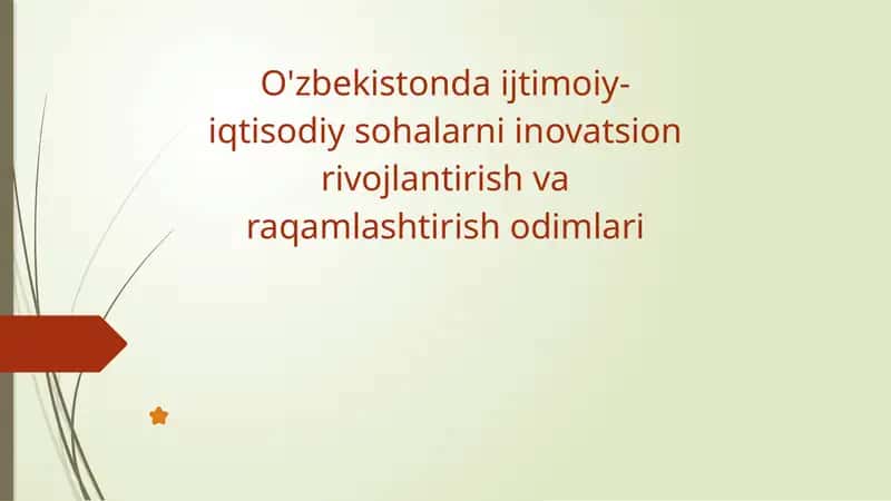 O'zbekistond aijtimoiy-iqtisodiy sohalarni inovatsion rivojlantirish va raqamlashtirish odimlari 1