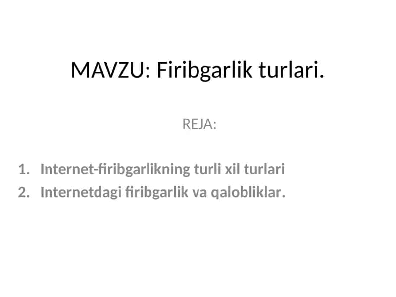 Firibgarlikning turlari 1