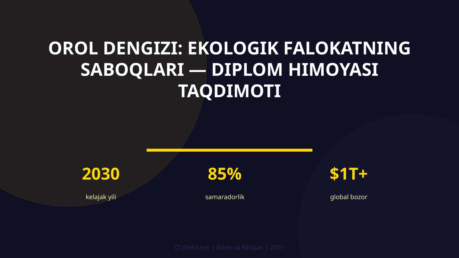 Orol dengizi: ekologik falokatning saboqlari — diplom himoyasi taqdimoti 1