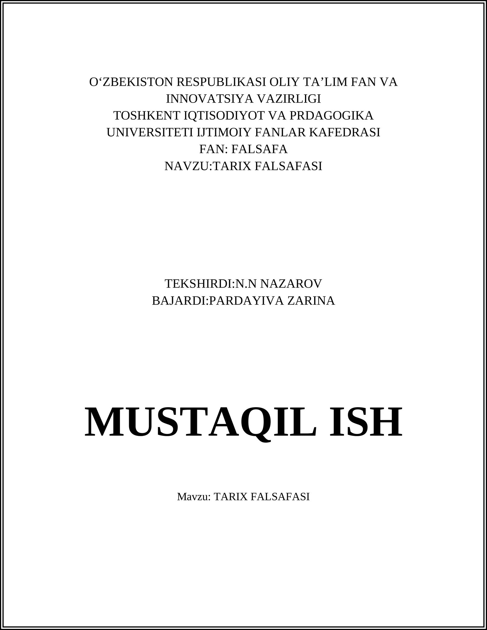 TARIX FALSAFASI 1