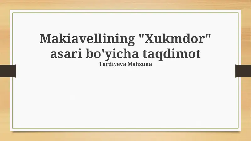 Makiavellining "Xukmdor" asari 1