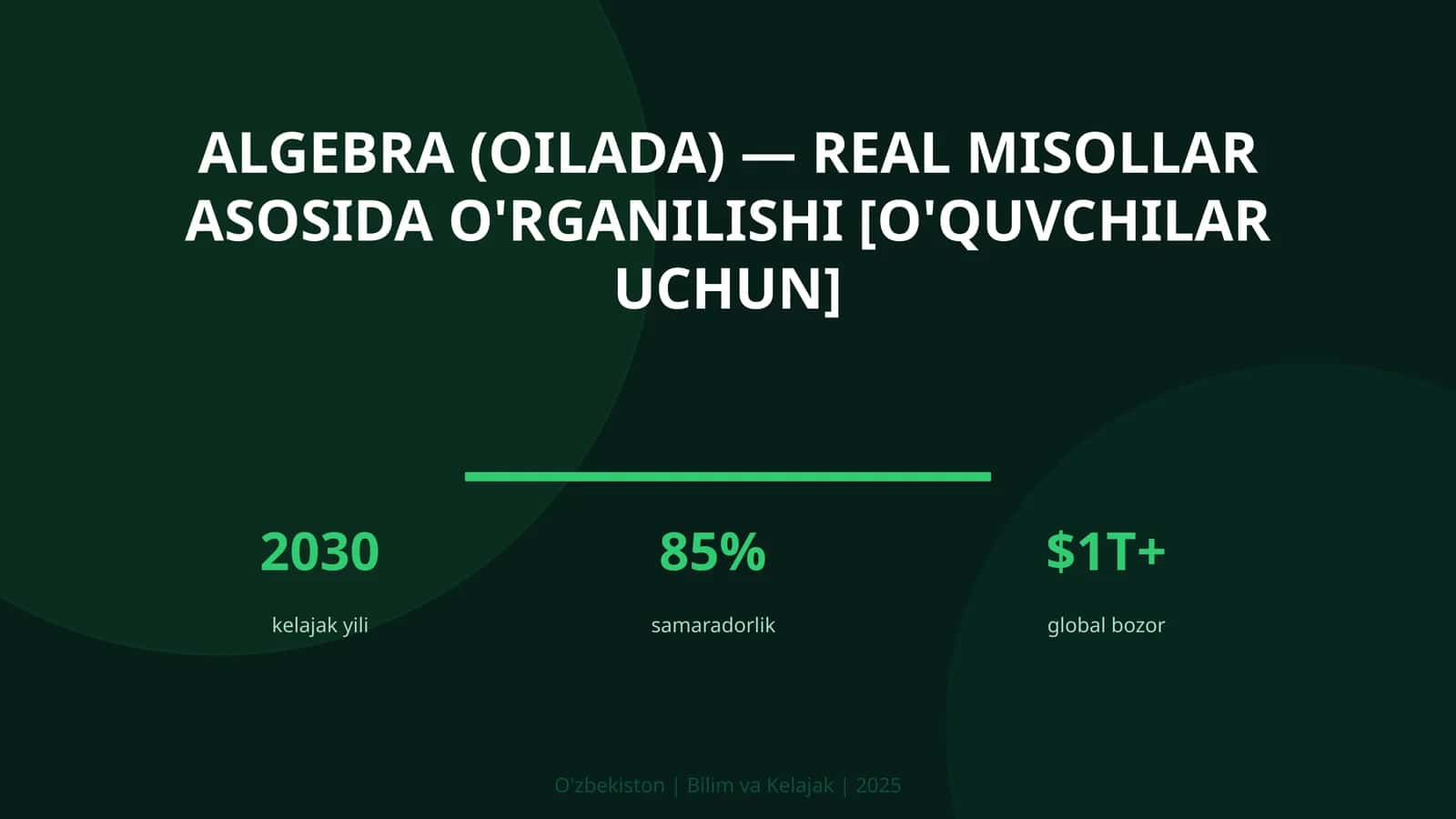 Algebra (Oilada) - Real Misollar Asosida O'rganilishi [O'quvchilar Uchun] 1