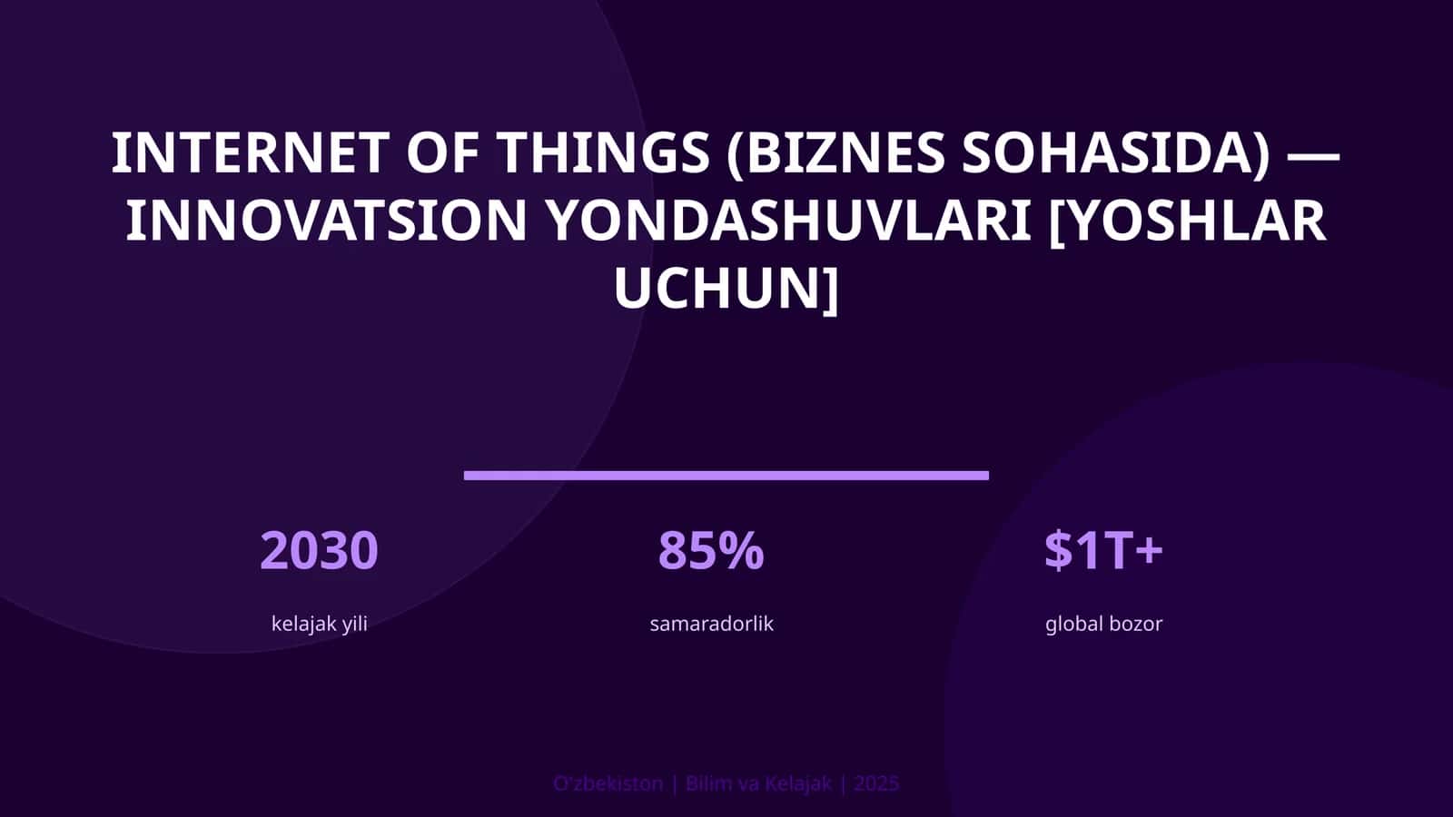 INTERNET OF THINGS (BIZNES SOHASIDA) — INNOVATSION YONDASHUVLARI [YOSHLAR UCHUN] 1
