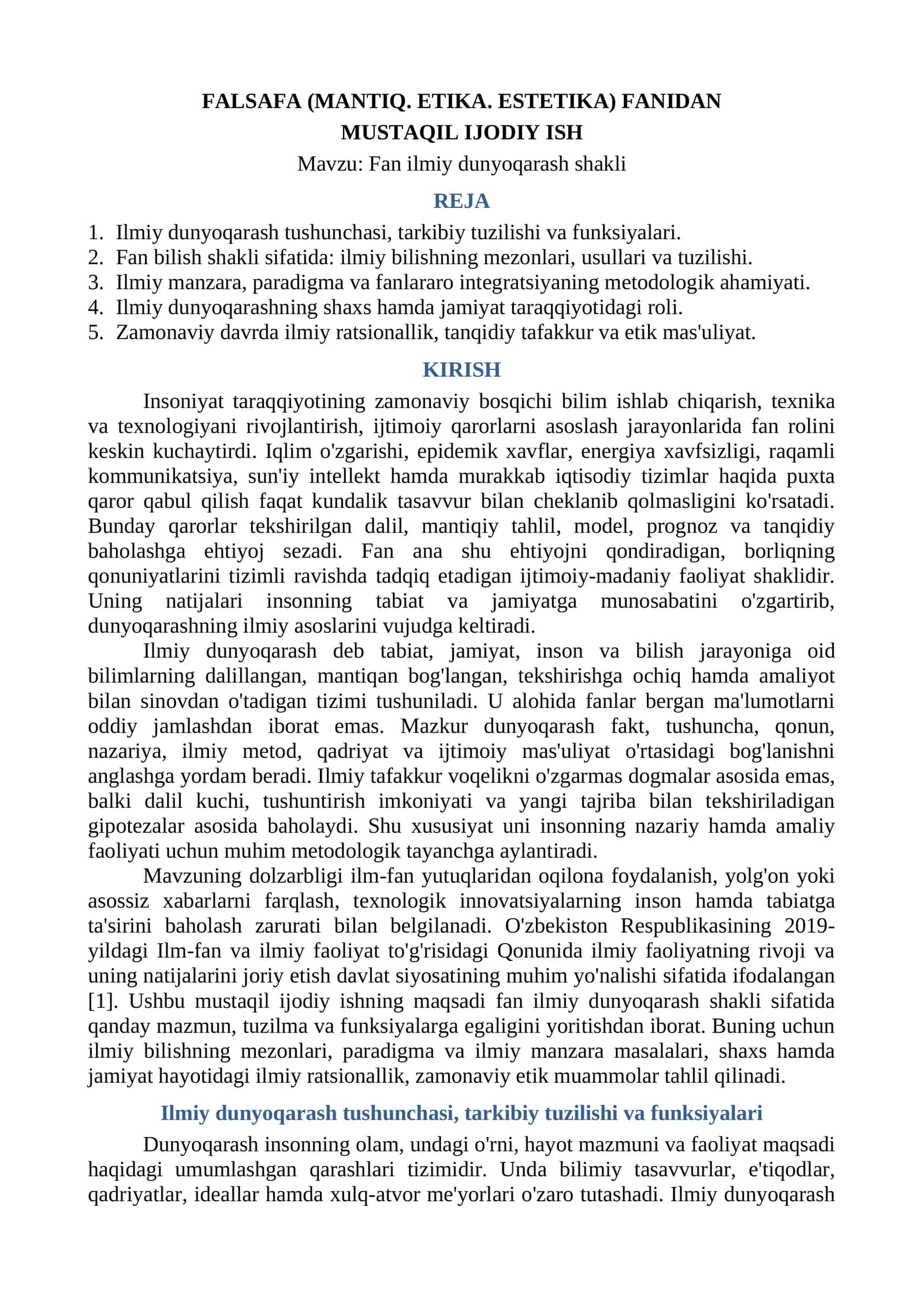 MUSTAQIL IJODIY ISH 1