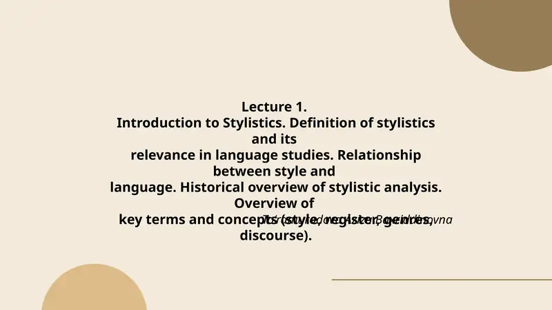 Introduction to Stylistics 1