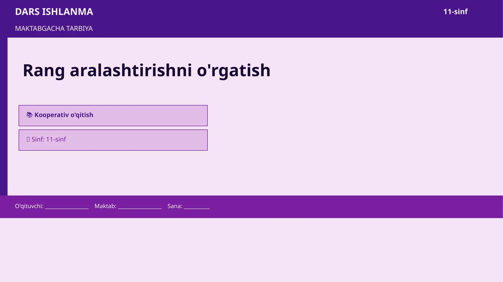 Rang aralashtirishni o'rgatish 1