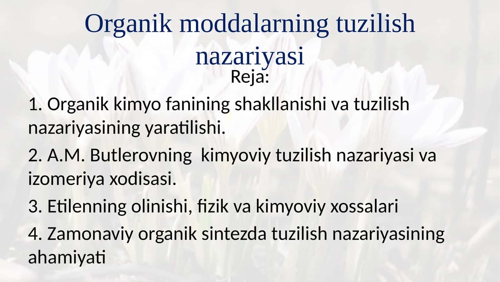 Organik moddalarning tuzilish nazariyasi 1