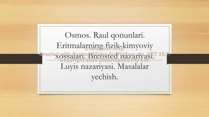 Osmos. Raul qonunlari 1