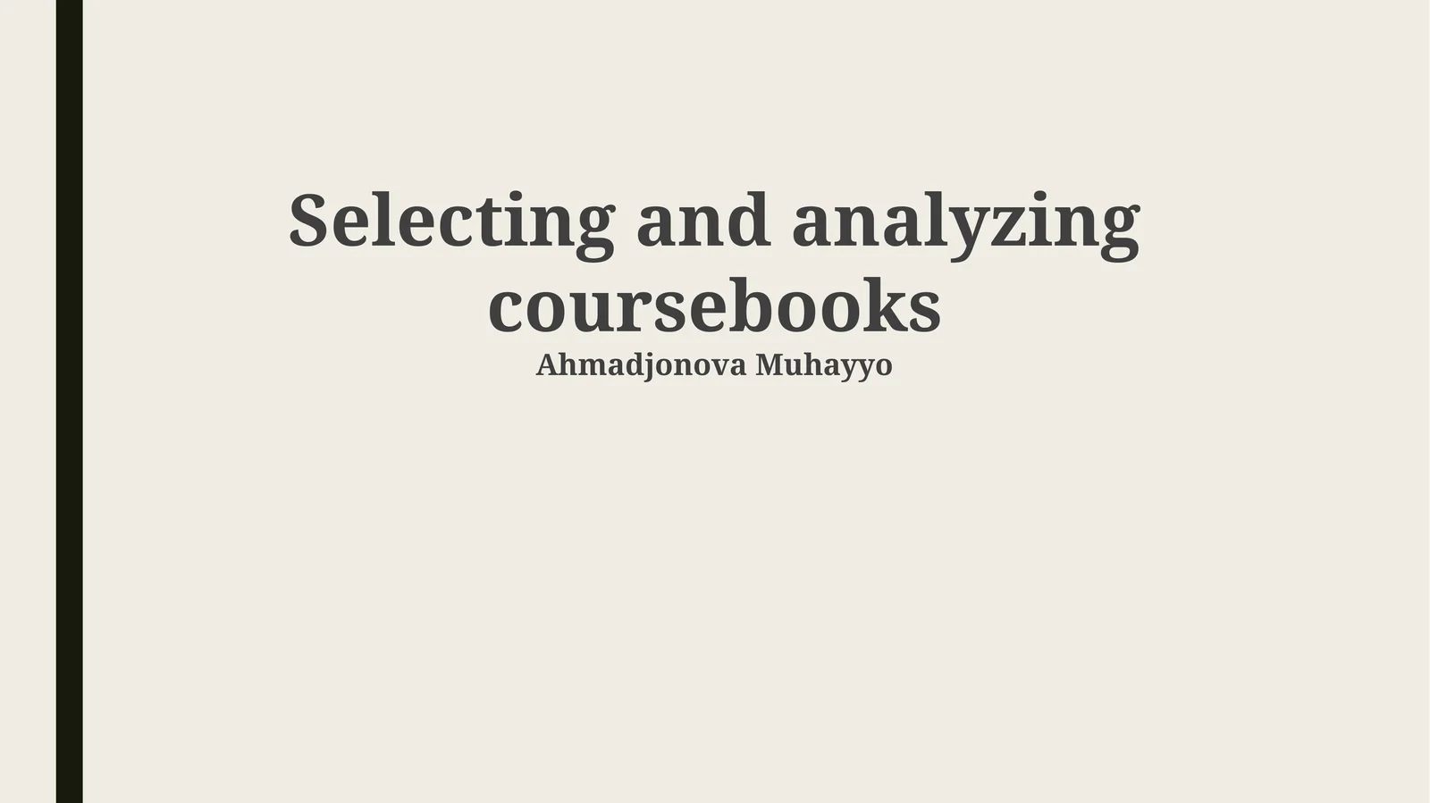 Coursebook Selection and Analysis 1