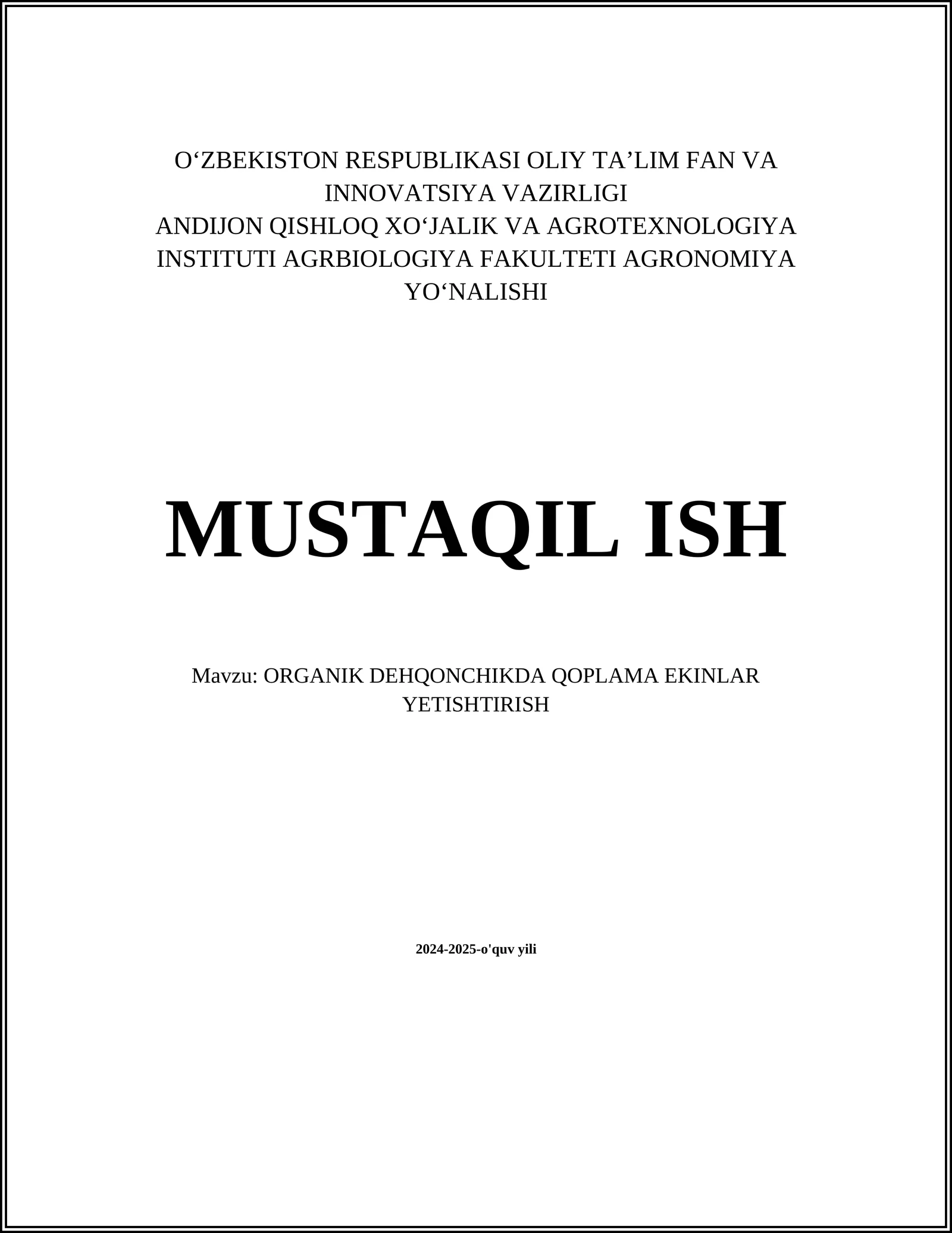 ORGANIK DEHQONCHIKDA QOPLAMA EKINLAR YETISHTIRISH 1