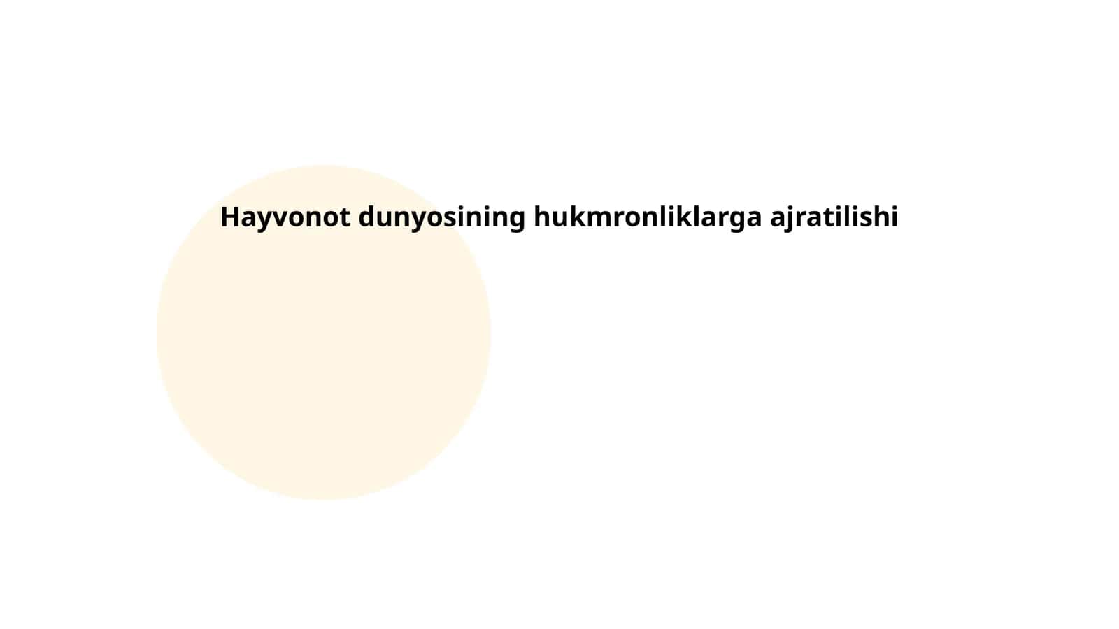 Hayvonot dunyosining hukmronliklarga ajratilishi 1