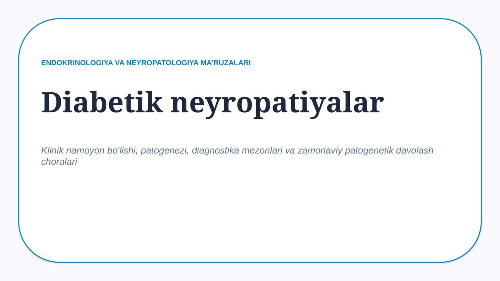 Diabetik neyropatiyalar — 15 slaydli tibbiy taqdimot 1