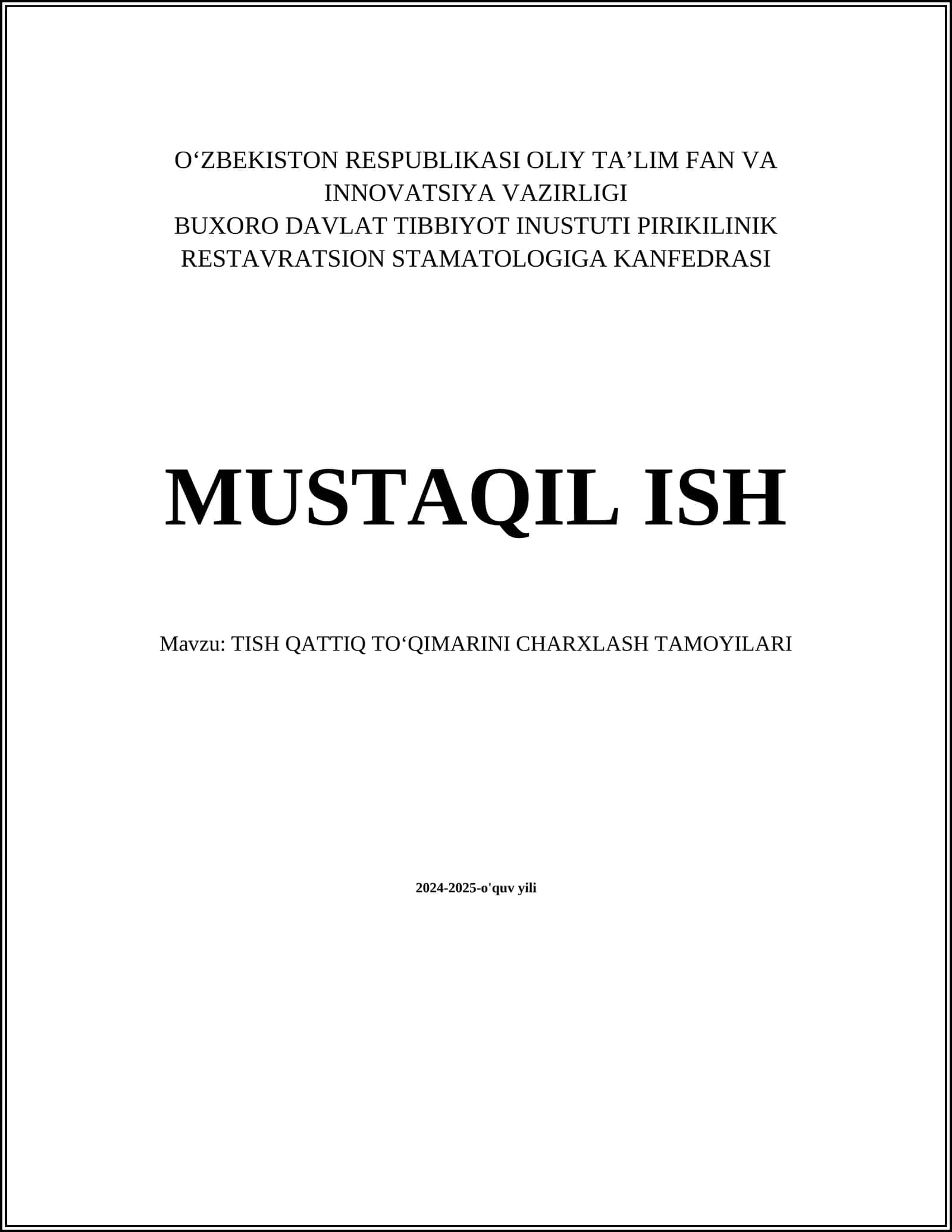 TISH QATTIQ TOʻQIMARINI CHARXLASH TAMOYILARI 1