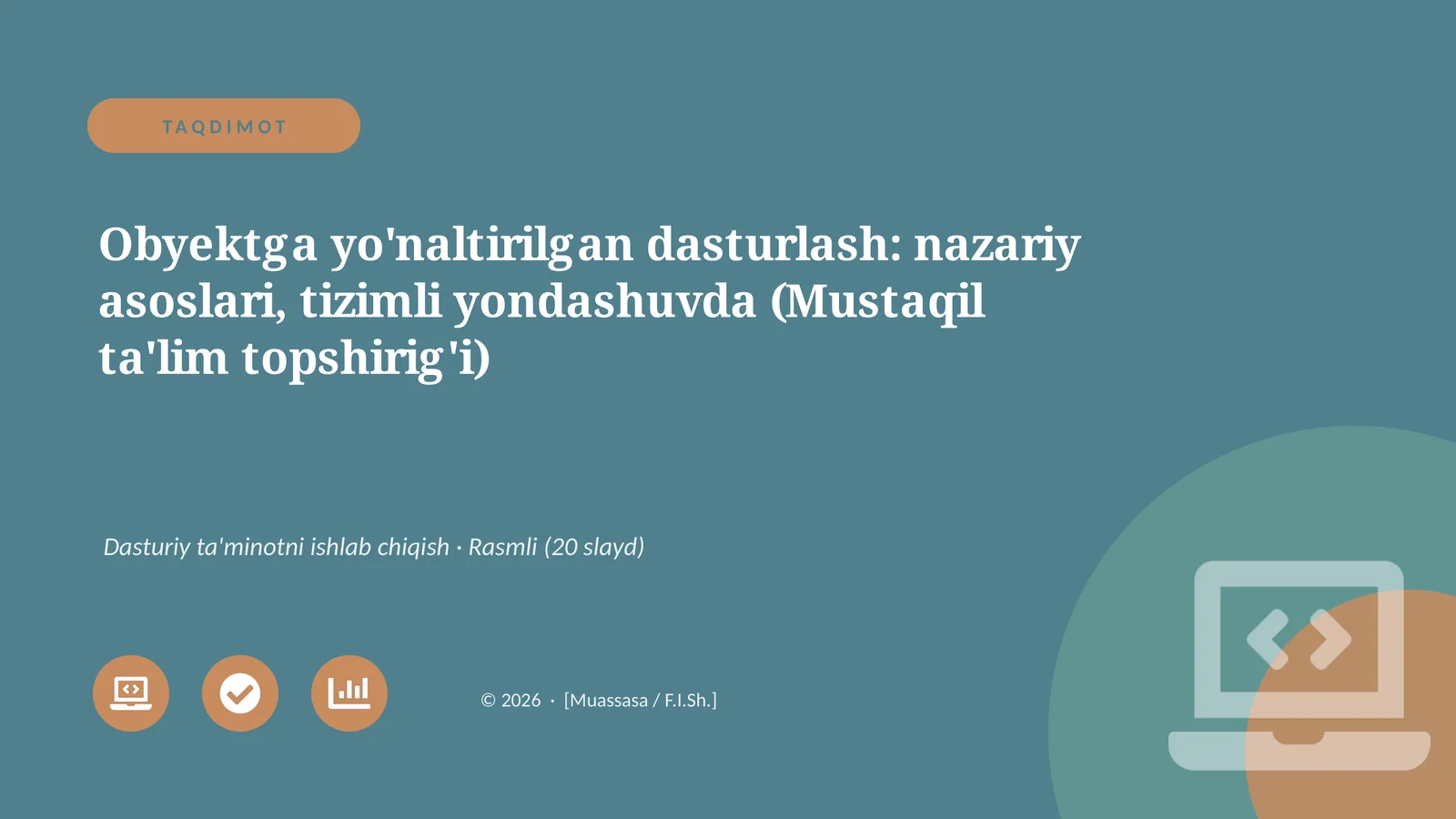 Obyektga yo'naltirilgan dasturlash 1
