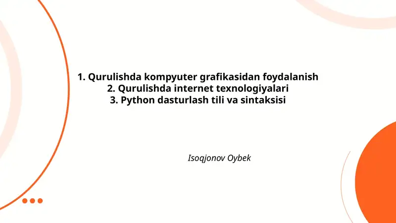 Qurilishda 3D modellashtirish va CAD dasturlari 1