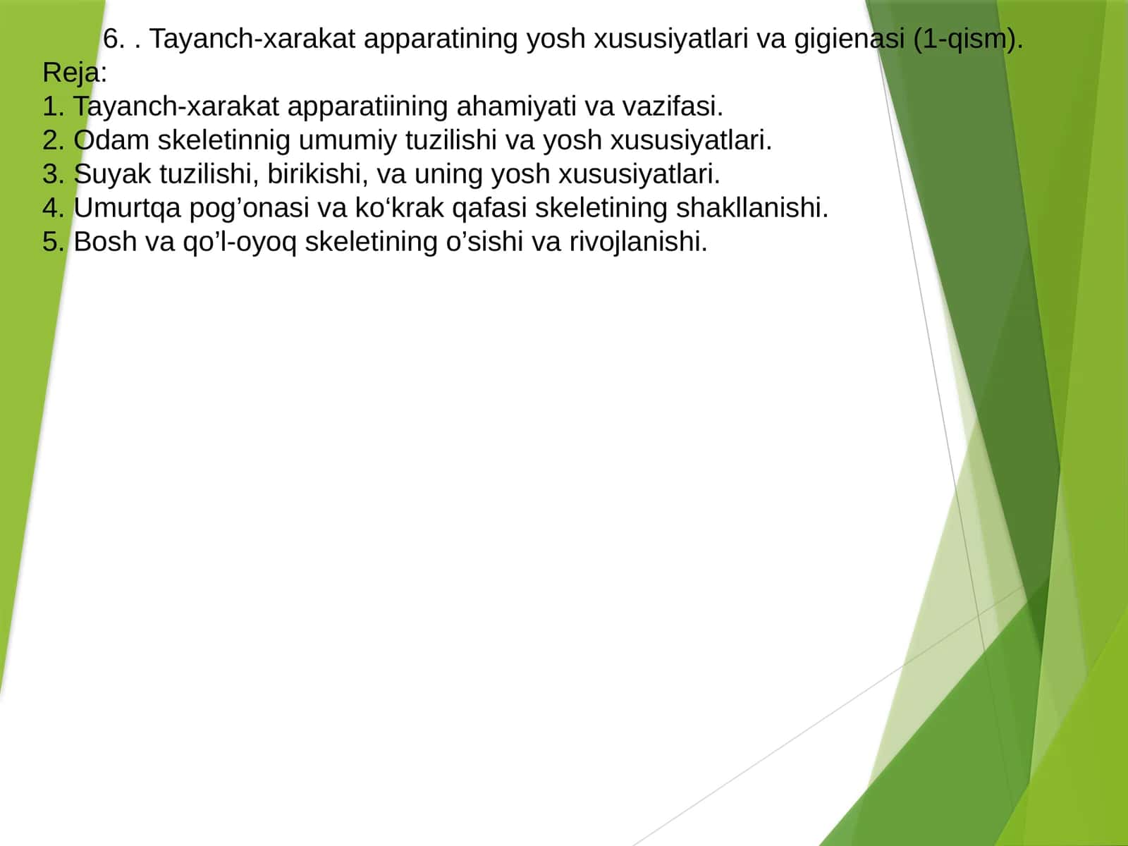 Tayanch-xarakat apparatining yosh xususiyatlari va gigienasi (1-qism) 1
