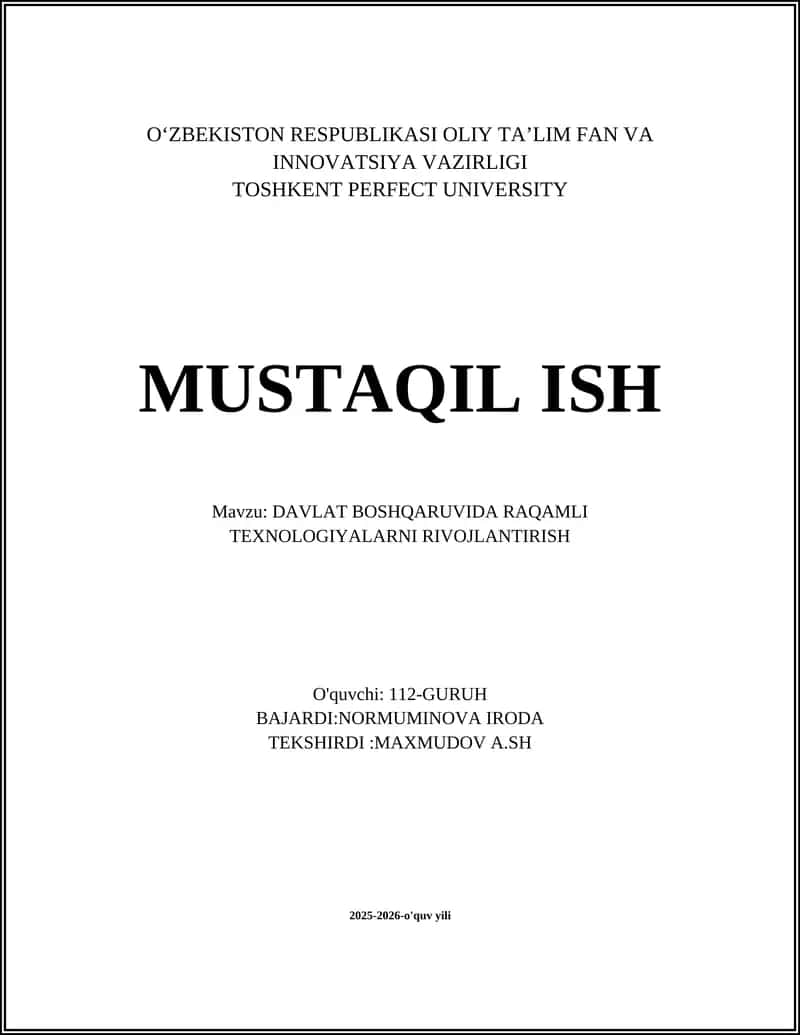 DAVLAT BOSHQARUVIDA RAQAMLI TEXNOLOGIYALARNI RIVOJLANTIRISH 1