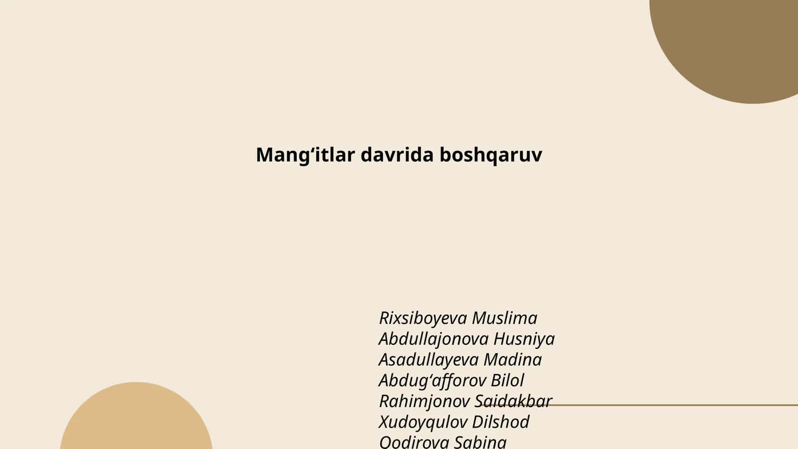 Mangʻitlar davrida boshqaruv 1