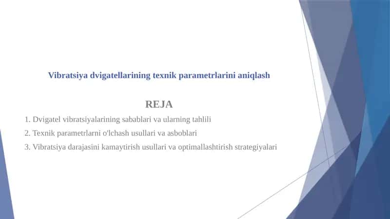 Vibratsiya dvigatellarining texnik parametrlarini aniqlash 1