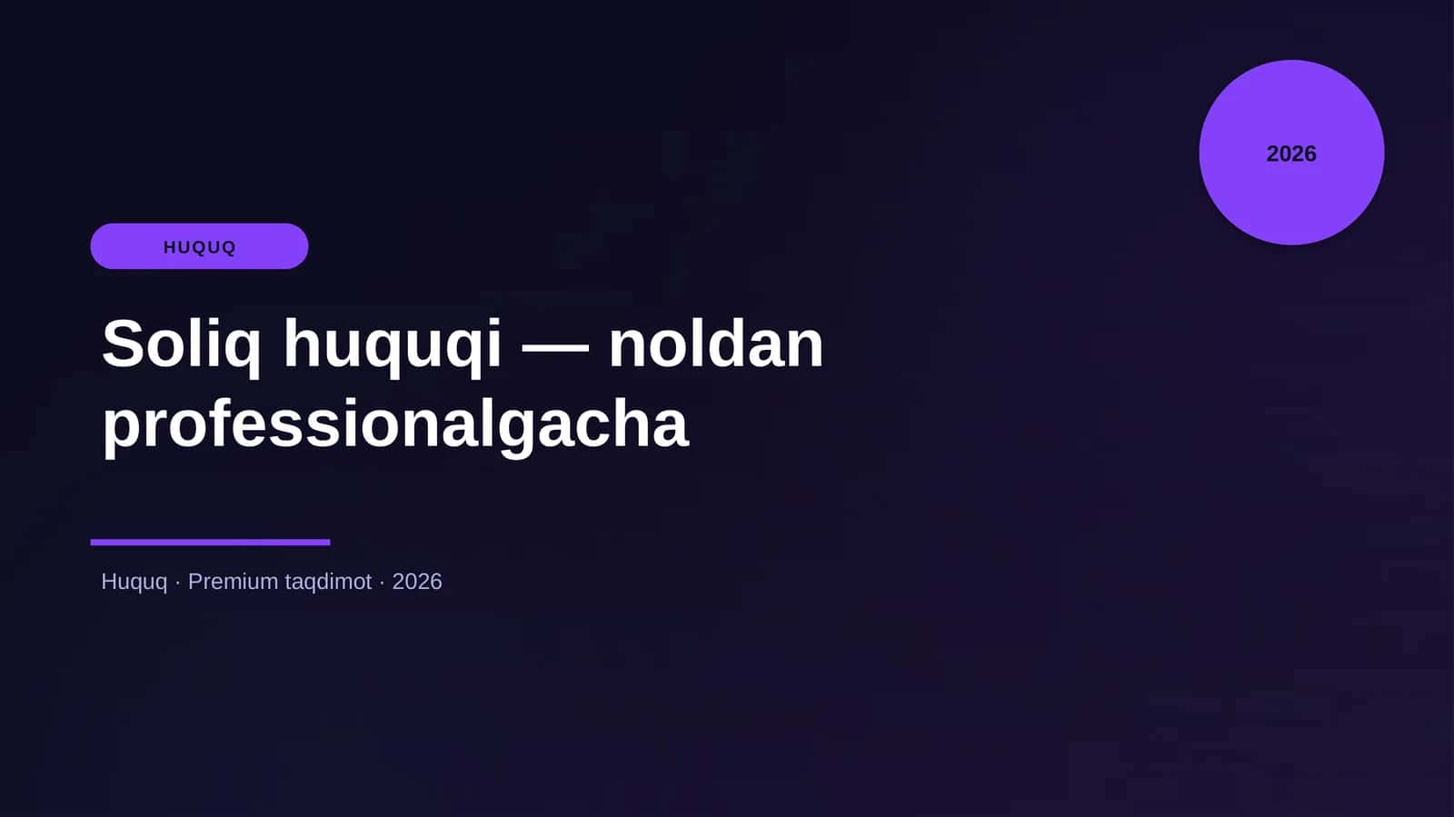 Soliq huquqi — noldan professionalgacha 1