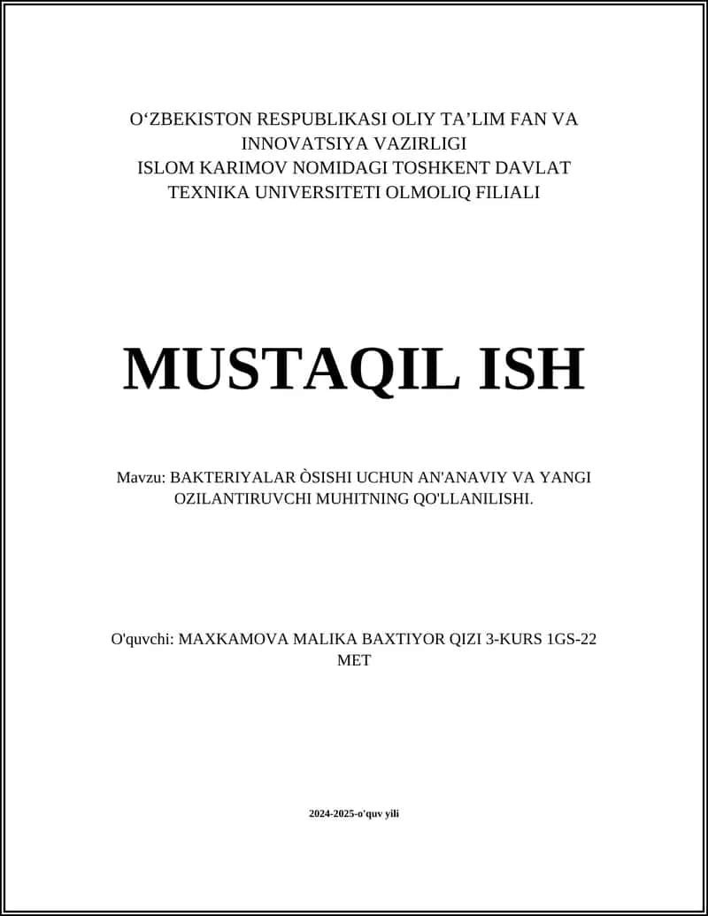AN'ANAVIY VA YANGI OZILANTIRUVCHI MUHITNING QO'LLANILISHI 1