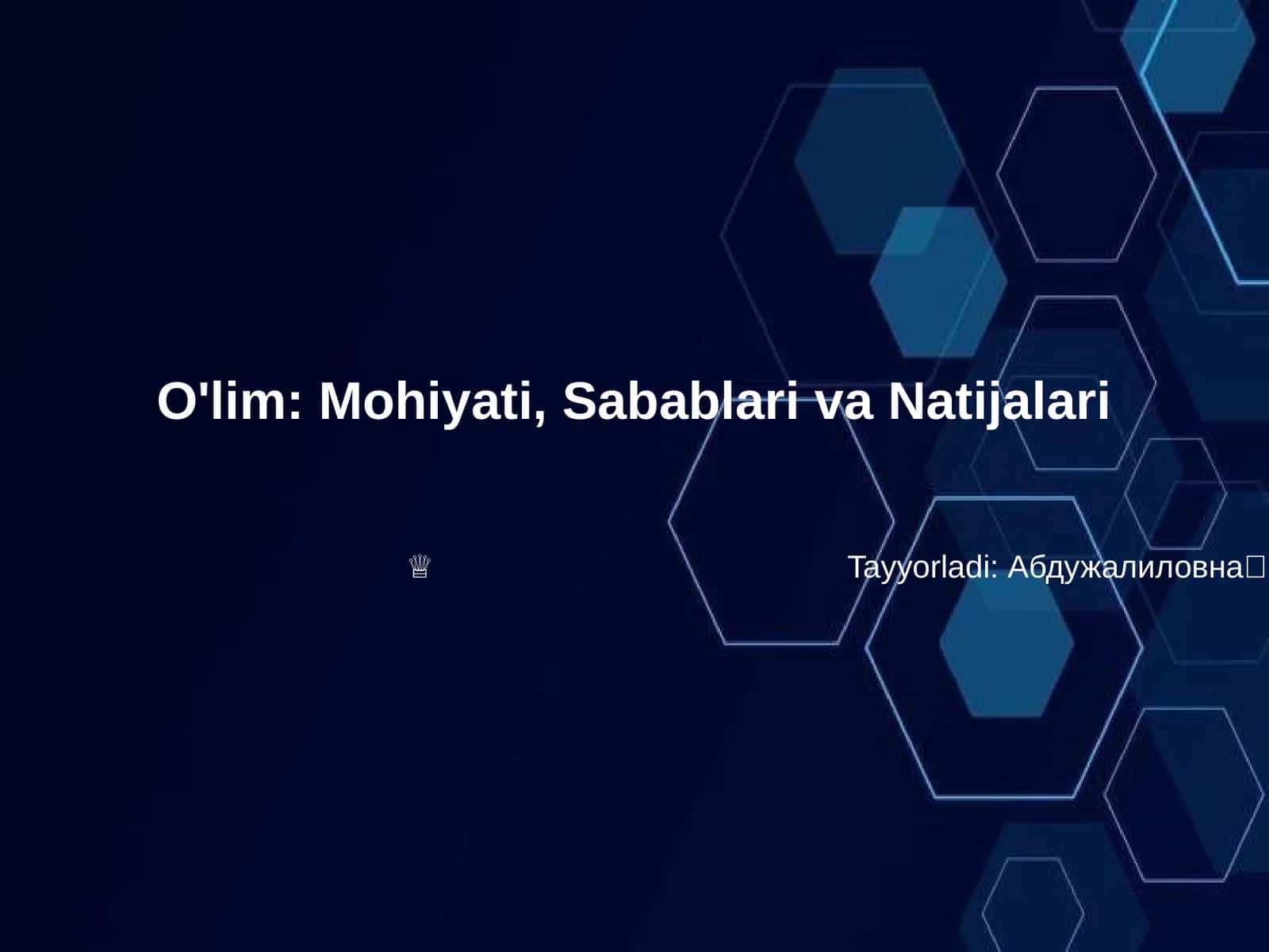 O'lim: Mohiyati, Sabablari va Natijalari 1