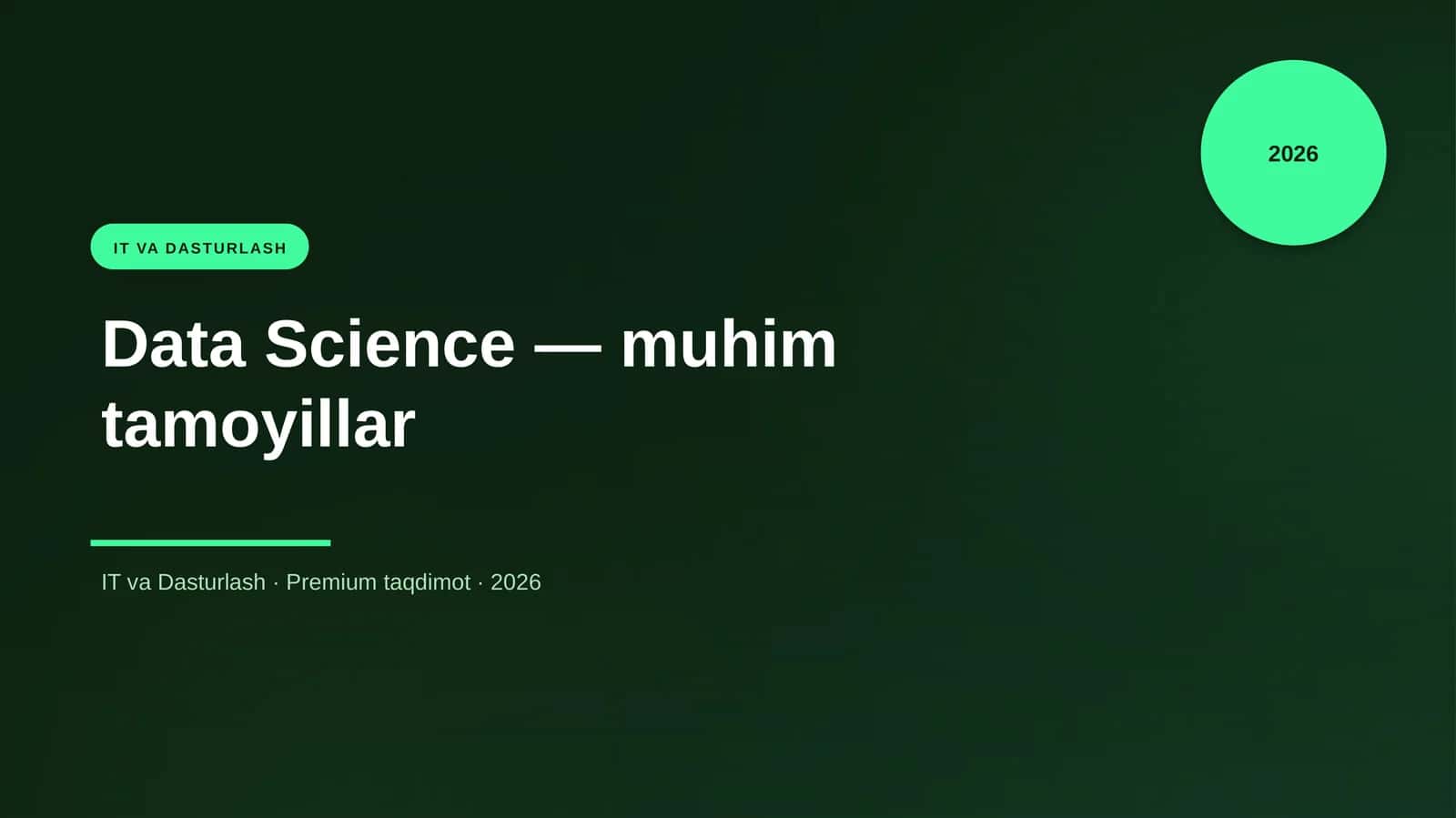 Data Science — muhim tamoyillar 1