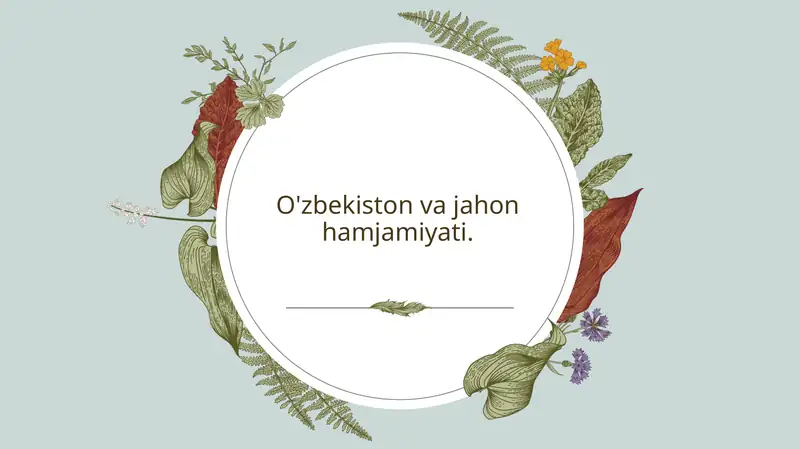 O'zbekiston va jahon hamjamiyati. 1