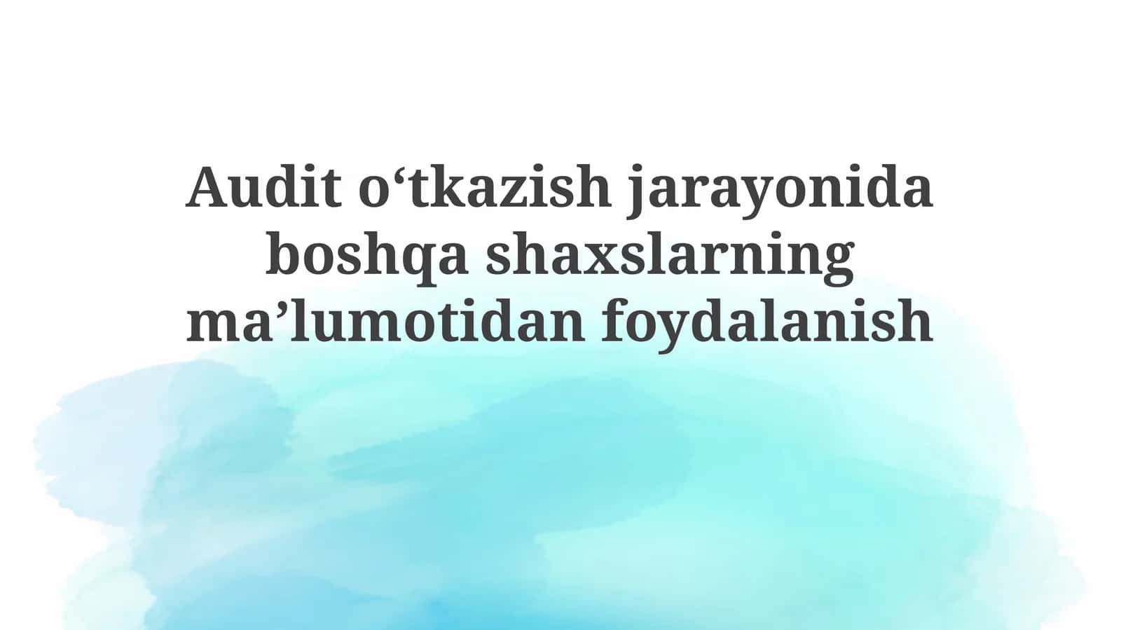 Ma'lumotlardan foydalanishda javobgarlik, hujjatlashtirish va kasbiy skeptisizm 1