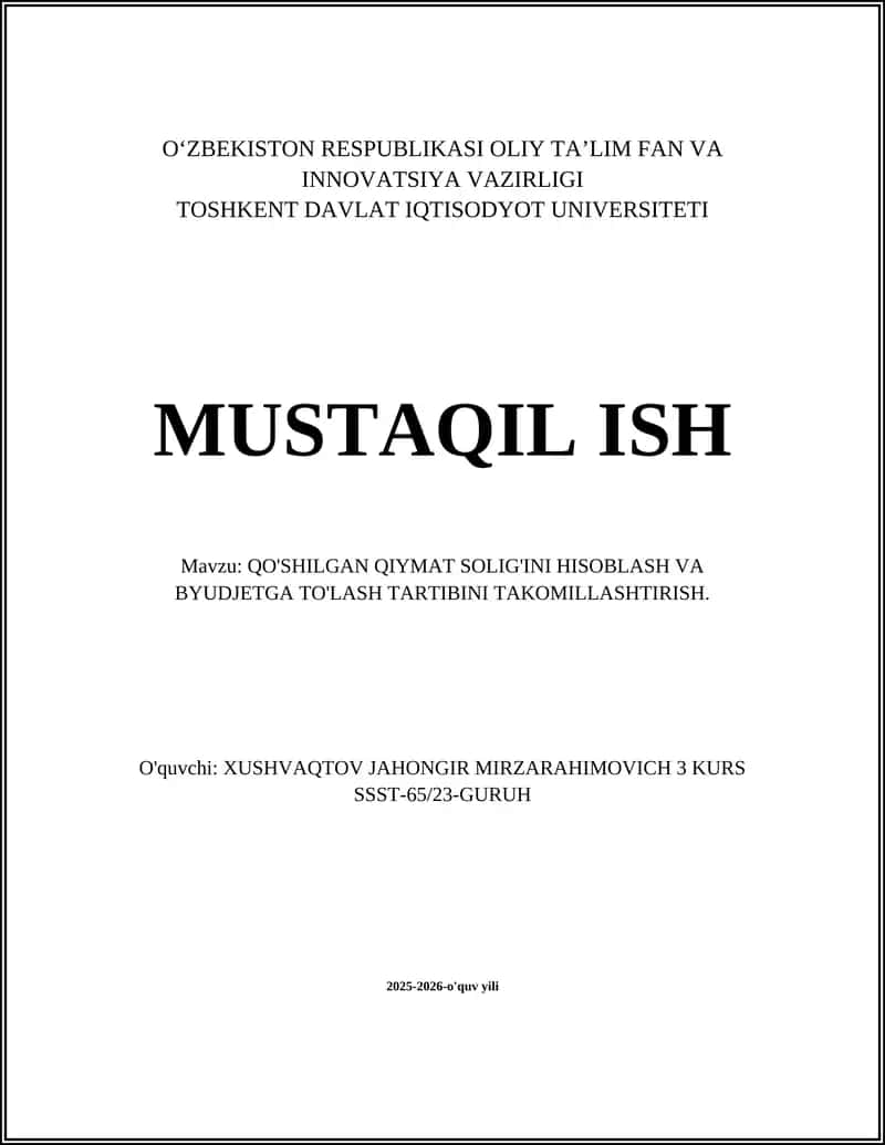 Qonunchilikni soddalashtirish va qo'shilgan qiymat solig'i normativlarini yangilash 1