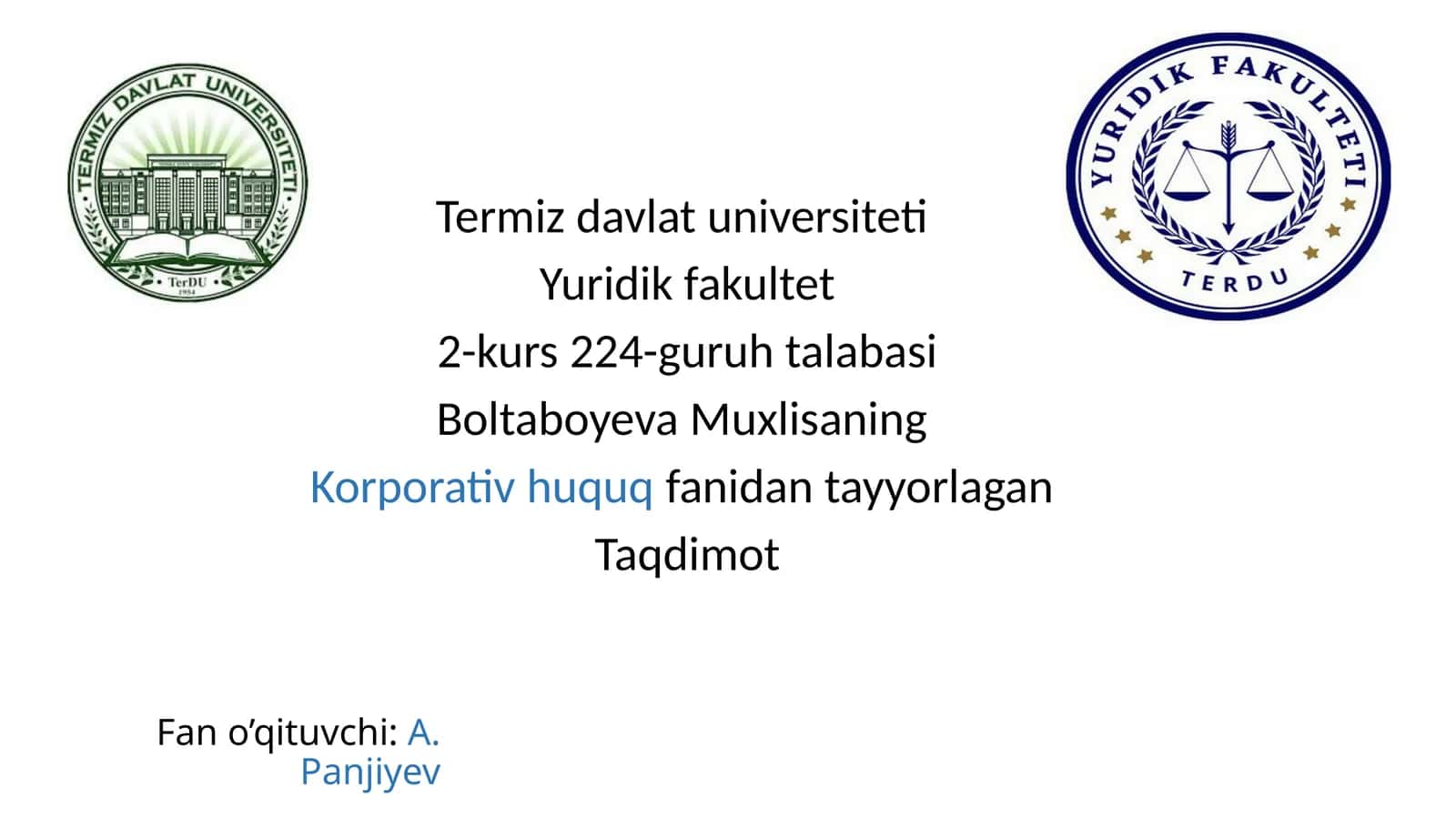 Korporativ huquqning umumiy qoidalari 1