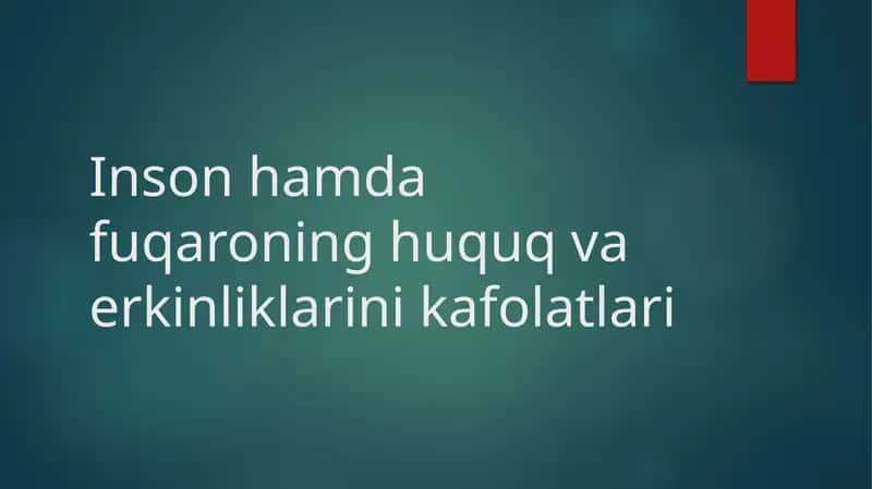 Inson hamda fuqarolarning huquq va erkinlarini kafolatlash 1