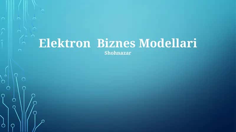Elektron Biznes Modellari 1
