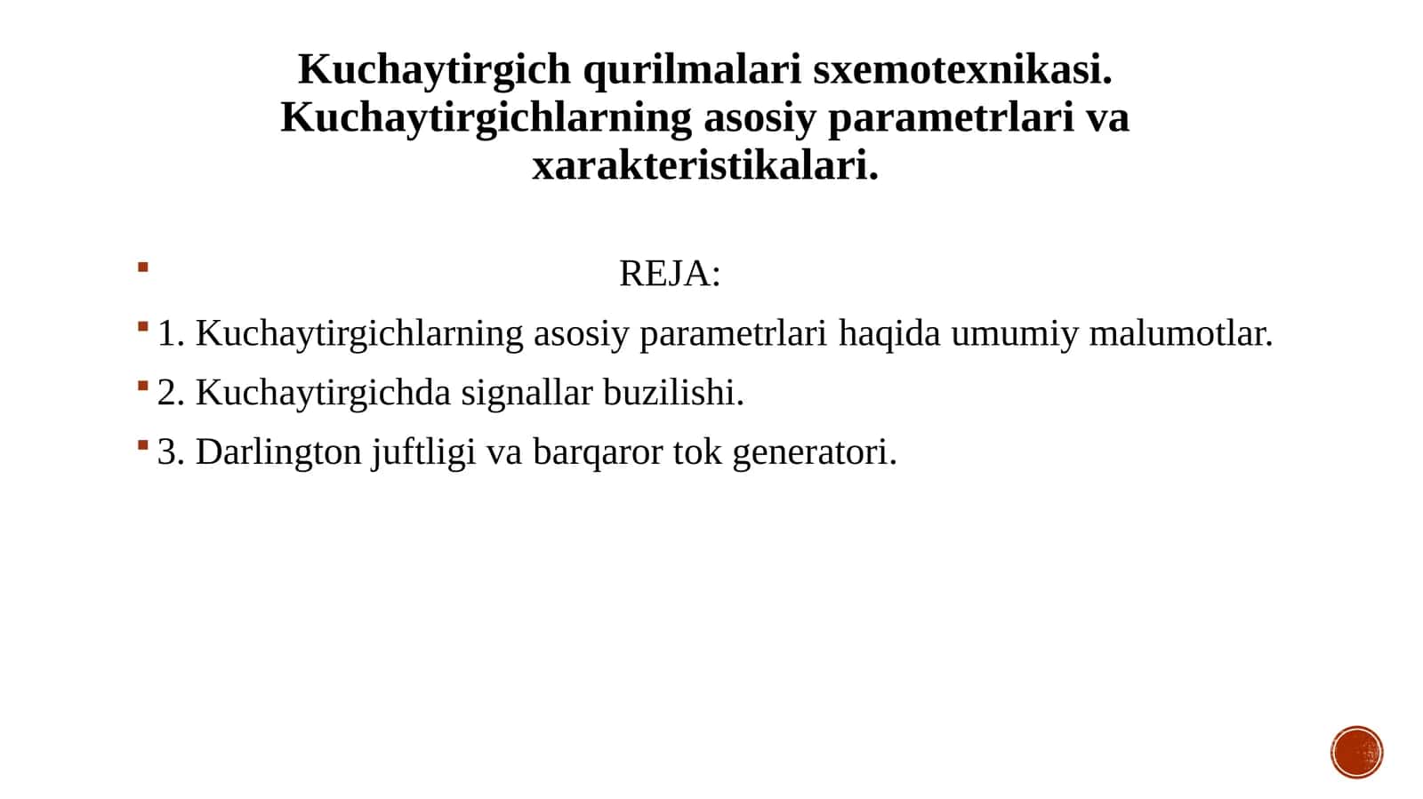 Kuchaytirgich qurilmalar sxematexnikasi 1