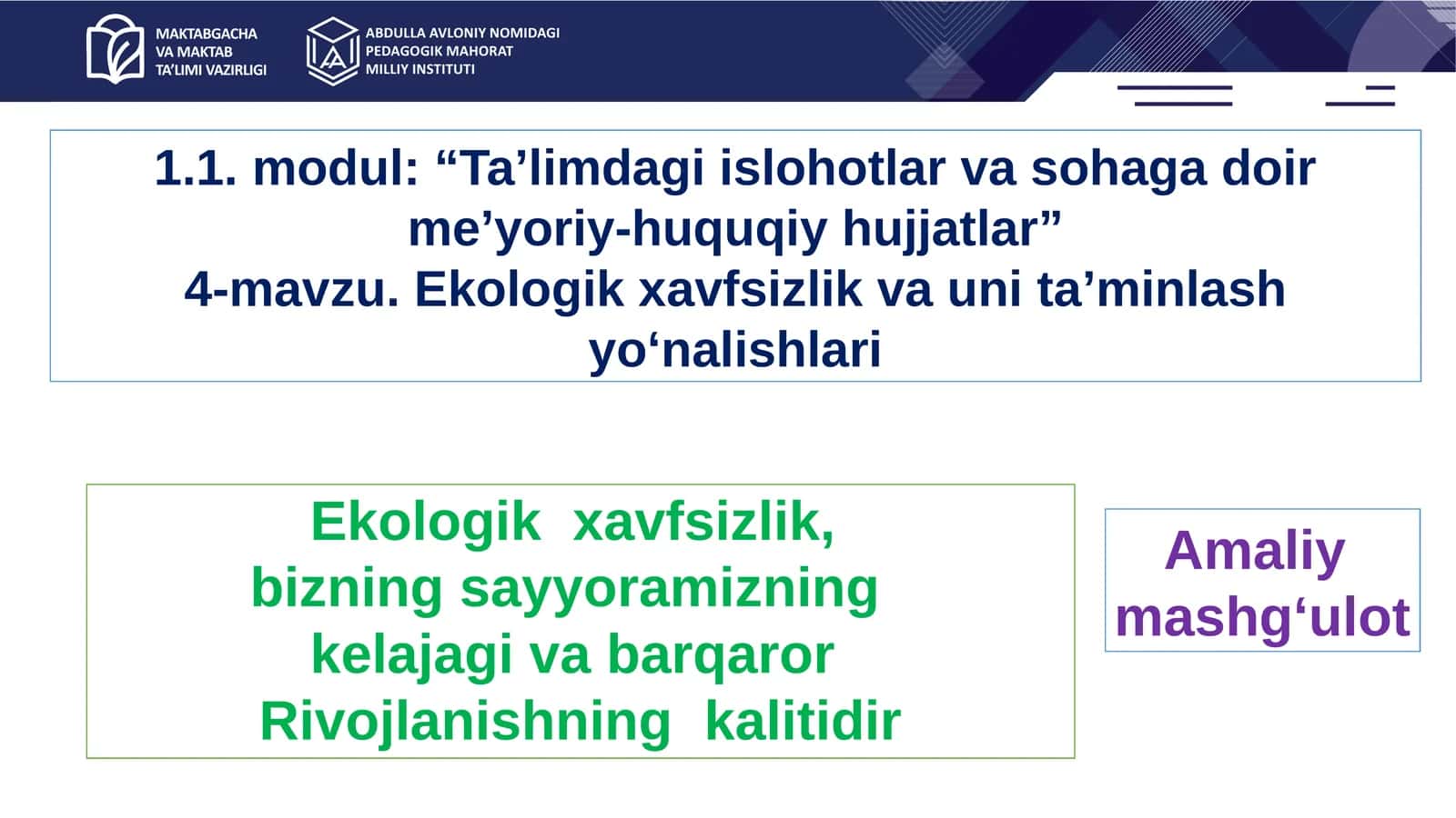Ekologik xavfsizlik va uni ta’minlash yo‘nalishlari 1